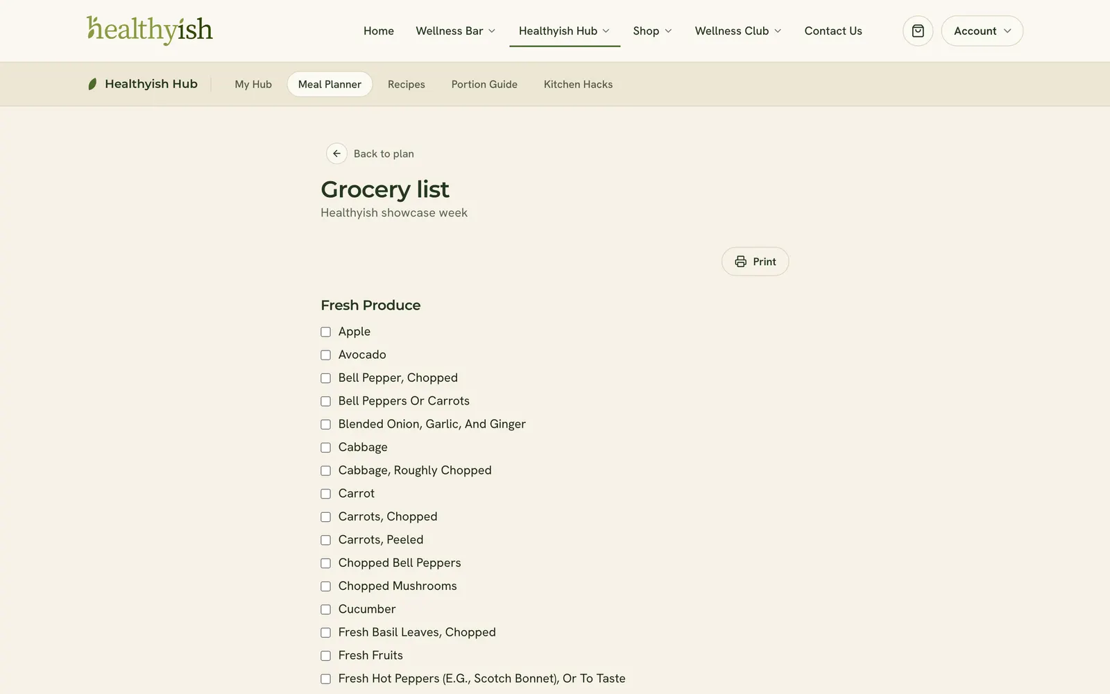 Grocery list