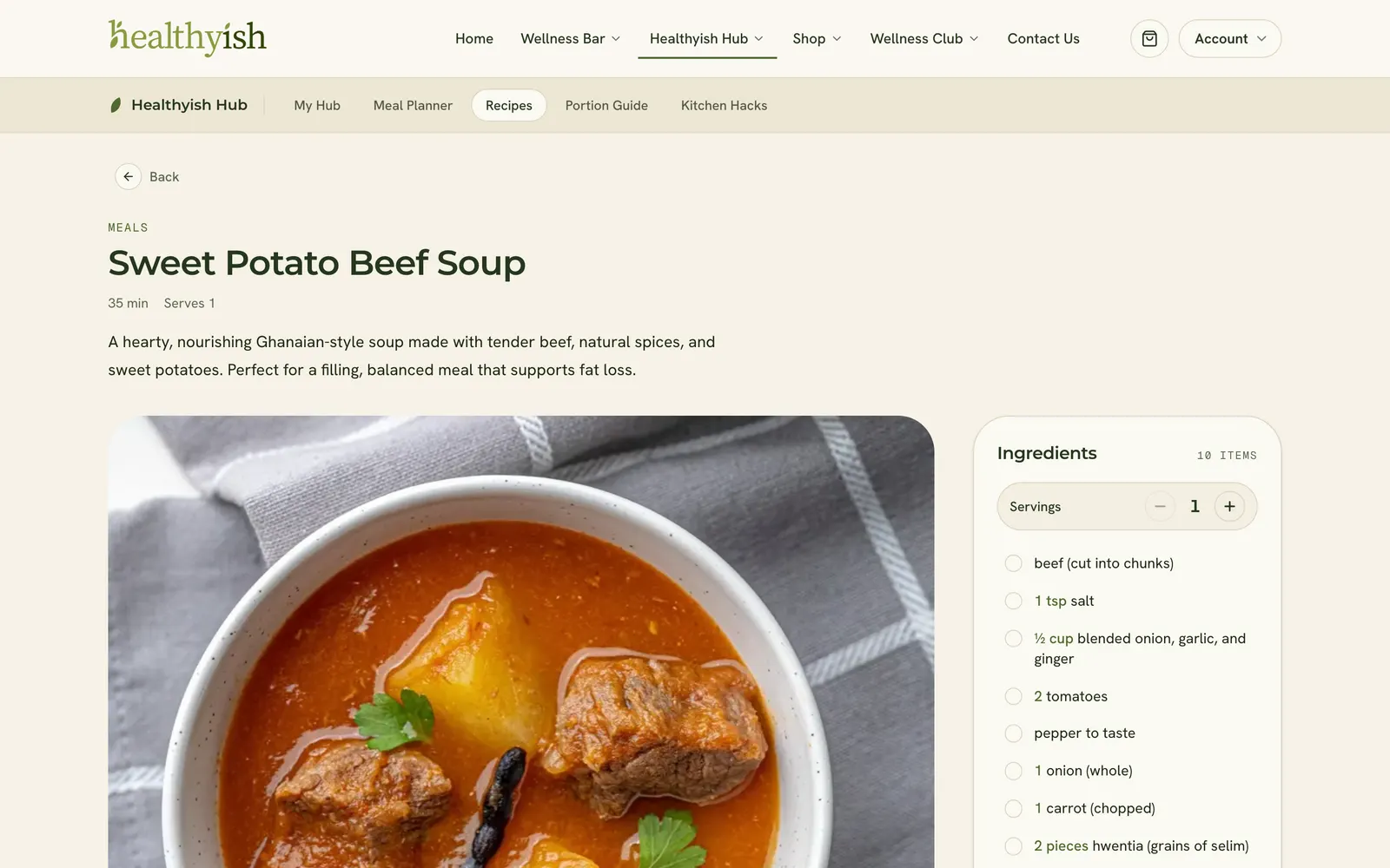 A recipe page